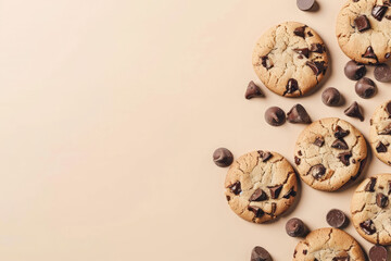 Phone screensaver with cookies and chocolate. Wallpaper for smartphone screen. Background with sweet food.