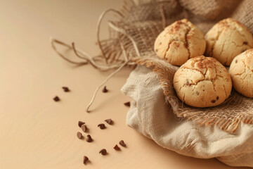 Phone screensaver with cookies and chocolate. Wallpaper for smartphone screen. Background with sweet food.