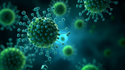 Bacteria viruses or bacterial cells microorganisms under microscope