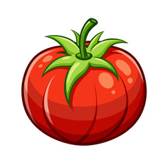 Red fresh tomato on white background