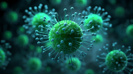 Bacteria viruses or bacterial cells microorganisms under microscope