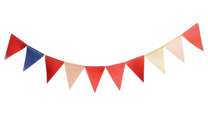 Party flag garland PNG. Colorful flag garland for birthday parties and other celebrations PNG. Colorful knitted party flags on a string PNG