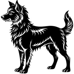 dog illustration, black dog silhouette vector illustration,icon,svg,pet,monster characters,Holiday t shirt,Hand drawn trendy Vector illustration,dog on black background