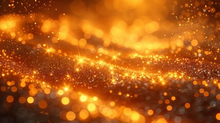 A bright orange and black background with many small bokeh. The circles are of different sizes and are scattered throughout the image. The scene is energetic and lively - obrazy, fototapety, plakaty