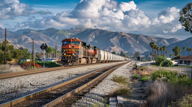 The dynamic journey of rail transport  a depiction of trains traversing diverse landscapes, symbolizing connectivity and engineering marvels