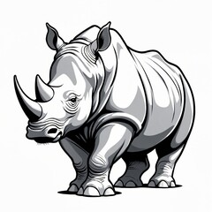 Fototapeta premium Rhinoceros illustration on white background, logo.