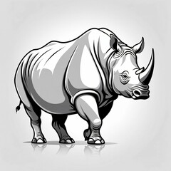 Obraz premium Rhinoceros illustration on white background, logo