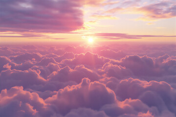 sunset sky with dramatic sea of clouds 