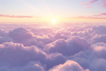 beautiful sunrise sky with dramatic sea of clouds 