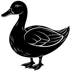 duck isolated on white, black duck silhouette vector illustration,icon,svg,pet,duck characters,Holiday t shirt,Hand drawn trendy Vector illustration,duck on black background
