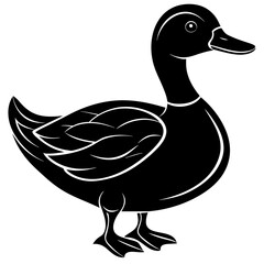 duck isolated on white, black duck silhouette vector illustration,icon,svg,pet,duck characters,Holiday t shirt,Hand drawn trendy Vector illustration,duck on black background