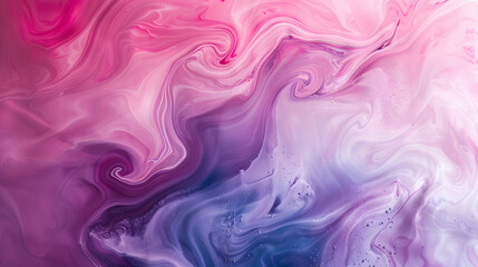 Fototapeta premium Pink and white swirls of liquid paint creating an abstract background with pink