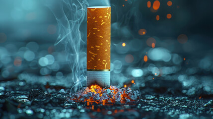 Cigarette Emitting Smoke - obrazy, fototapety, plakaty