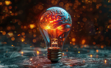 Brain Inside Light Bulb