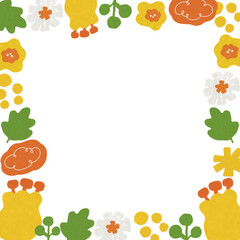 Flower frame with fruits orange color theme 