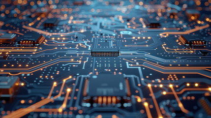 Obraz premium Detailed Close Up of Computer Circuit Board