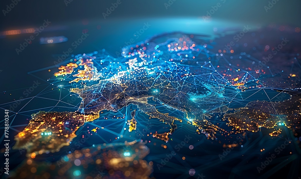 Aufkleber scandinavian map, innovating global connectivity through digital mapping, cyber tech, and informatio