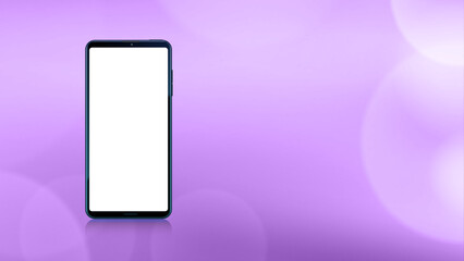 Download our app advertising purple banner. Phone mockup. App for mobile. UI and UX design. Vector illustration. Smartphone download app landing page for website and social media banner.