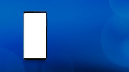 Download our app advertising Blue banner. Phone mockup. App for mobile. UI and UX design. Vector illustration. Smartphone download app landing page for website and social media banner.