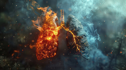 Human Lung Engulfed in Flames - obrazy, fototapety, plakaty