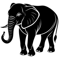elephant isolated on white, black elephant silhouette vector illustration,icon,svg,pet,elephant characters,Holiday t shirt,Hand drawn trendy Vector illustration,elephant on black background