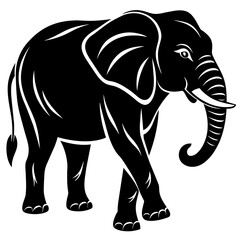 elephant isolated on white, black elephant silhouette vector illustration,icon,svg,pet,elephant characters,Holiday t shirt,Hand drawn trendy Vector illustration,elephant on black background