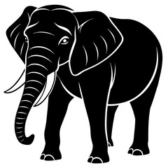 elephant isolated on white, black elephant silhouette vector illustration,icon,svg,pet,elephant characters,Holiday t shirt,Hand drawn trendy Vector illustration,elephant on black background