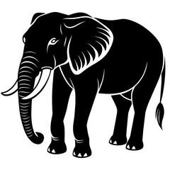 elephant isolated on white, black elephant silhouette vector illustration,icon,svg,pet,elephant characters,Holiday t shirt,Hand drawn trendy Vector illustration,elephant on black background
