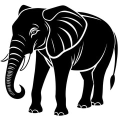 elephant isolated on white, black elephant silhouette vector illustration,icon,svg,pet,elephant characters,Holiday t shirt,Hand drawn trendy Vector illustration,elephant on black background