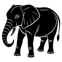 elephant isolated on white, black elephant silhouette vector illustration,icon,svg,pet,elephant characters,Holiday t shirt,Hand drawn trendy Vector illustration,elephant on black background