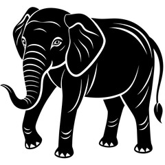 elephant isolated on white, black elephant silhouette vector illustration,icon,svg,pet,elephant characters,Holiday t shirt,Hand drawn trendy Vector illustration,elephant on black background