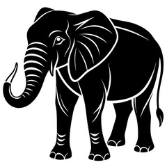 elephant isolated on white, black elephant silhouette vector illustration,icon,svg,pet,elephant characters,Holiday t shirt,Hand drawn trendy Vector illustration,elephant on black background