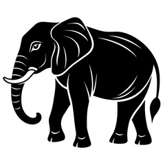 Fototapeta premium elephant isolated on white, black elephant silhouette vector illustration,icon,svg,pet,elephant characters,Holiday t shirt,Hand drawn trendy Vector illustration,elephant on black background