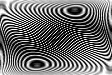Abstract Black and White Wavy Lines Textured Background with 3D Illusion and Twisting Movement Effect. - 778812709