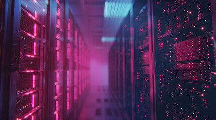 Close-Up of Mainframe Storage Servers in Data Center, Mainframe Servers at the Heart of Cloud Network