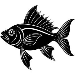 black and white fish, black fish, silhouette vector illustration,icon,svg,pet,goldfish characters,Holiday t shirt,Hand drawn trendy Vector illustration,fish on black background