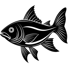 black and white fish, black fish, silhouette vector illustration,icon,svg,pet,goldfish characters,Holiday t shirt,Hand drawn trendy Vector illustration,fish on black background