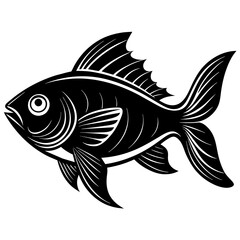 black and white fish, black fish, silhouette vector illustration,icon,svg,pet,goldfish characters,Holiday t shirt,Hand drawn trendy Vector illustration,fish on black background