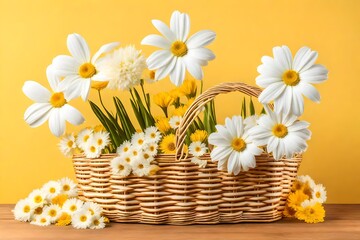Fototapeta na wymiar bouquet of daisies in a basket