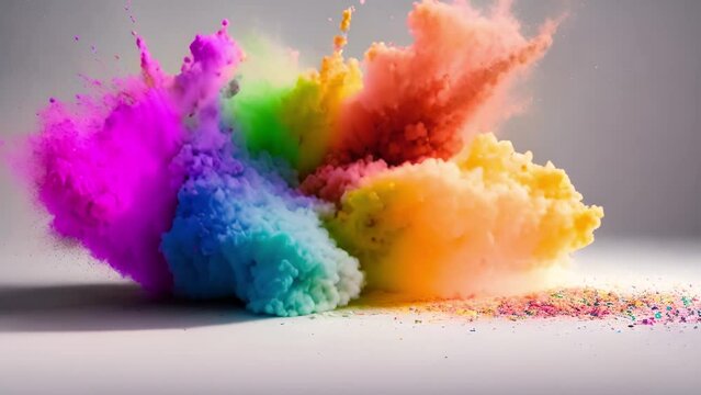 Colorful powder explosion in multi color.