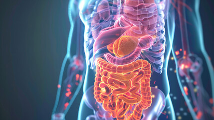 Exploring the Human Body, 3D Illustration of Human Digestive System Anatomy