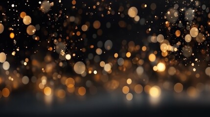 bokeh light with glitter against a black background. Generative AI