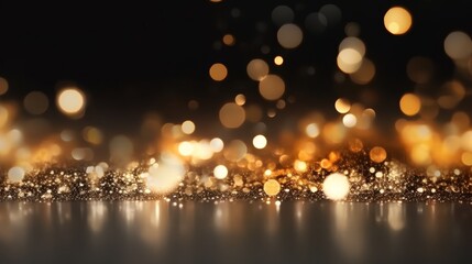 bokeh light with glitter against a black background. Generative AI