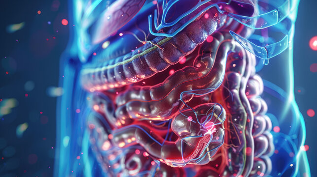 Exploring the Human Body, 3D Illustration of Human Digestive System Anatomy