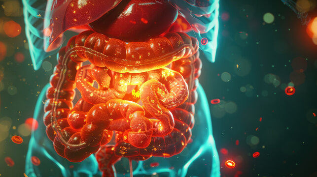 Exploring the Human Body, 3D Illustration of Human Digestive System Anatomy