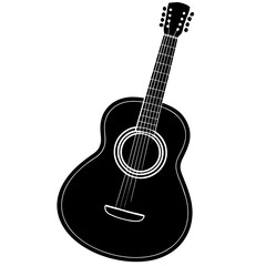acoustic guitar isolated on white, black guitar silhouette vector illustration,icon,svg,acoustic guitar characters,Holiday t shirt,Hand drawn trendy Vector illustration,guitar on black background