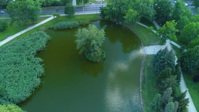 Pond Staw Park Ostrow Wielkopolski Centrum Aerial View Poland