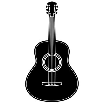 acoustic guitar isolated on white, black guitar silhouette vector illustration,icon,svg,acoustic guitar characters,Holiday t shirt,Hand drawn trendy Vector illustration,guitar on black background