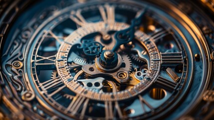 Fototapeta na wymiar A clock with gears turning smoothly