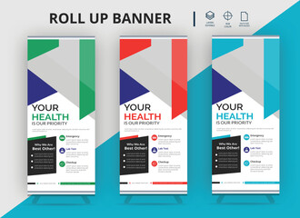 Modern and Creative Minimalist Professional and Corporate Medical roll ,Professional medical roll-up banner design template.